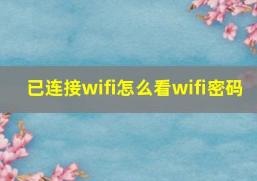 已连接wifi怎么看wifi密码