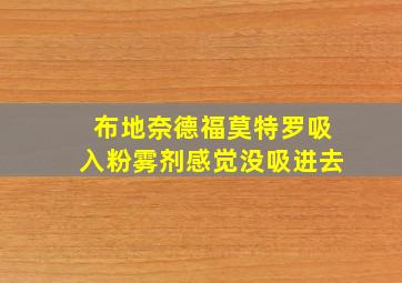 布地奈德福莫特罗吸入粉雾剂感觉没吸进去