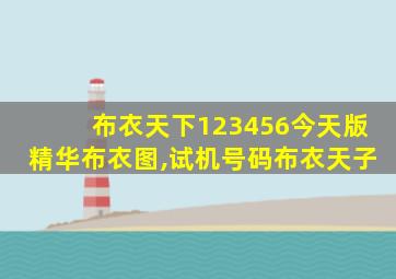 布衣天下123456今天版精华布衣图,试机号码布衣天子