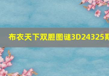 布衣天下双胆图谜3D24325期