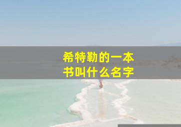 希特勒的一本书叫什么名字