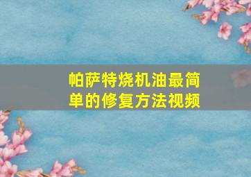 帕萨特烧机油最简单的修复方法视频