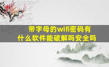 带字母的wifi密码有什么软件能破解吗安全吗