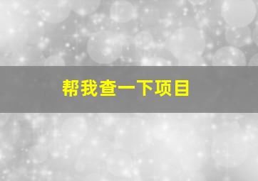 帮我查一下项目