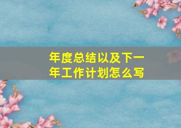 年度总结以及下一年工作计划怎么写