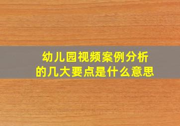 幼儿园视频案例分析的几大要点是什么意思