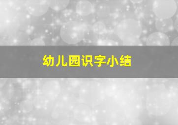 幼儿园识字小结