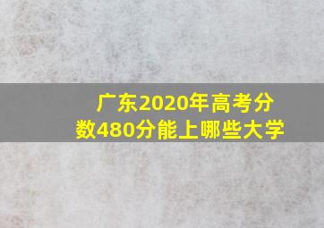 广东2020年高考分数480分能上哪些大学