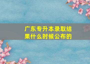 广东专升本录取结果什么时候公布的