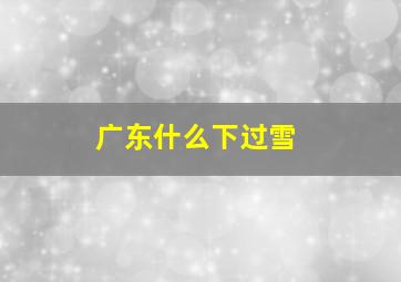 广东什么下过雪