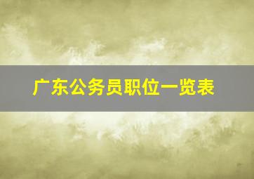 广东公务员职位一览表