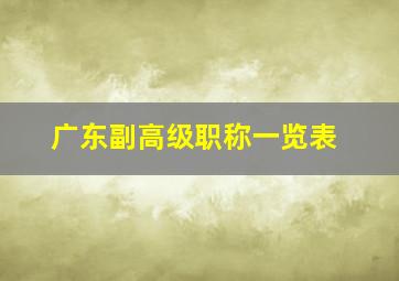 广东副高级职称一览表