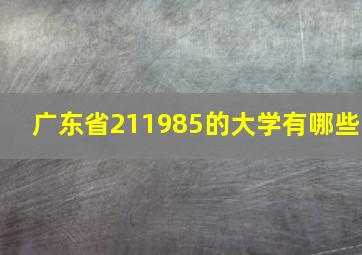 广东省211985的大学有哪些