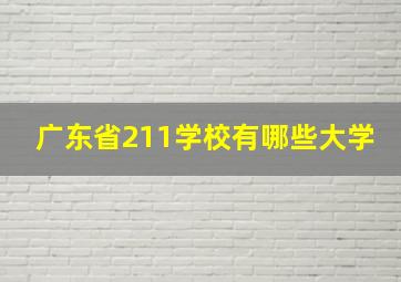 广东省211学校有哪些大学