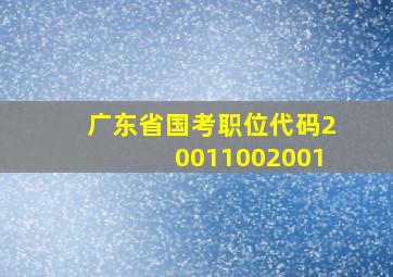 广东省国考职位代码20011002001