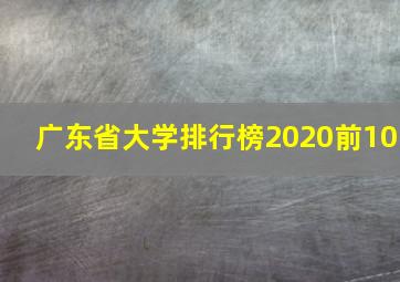 广东省大学排行榜2020前10