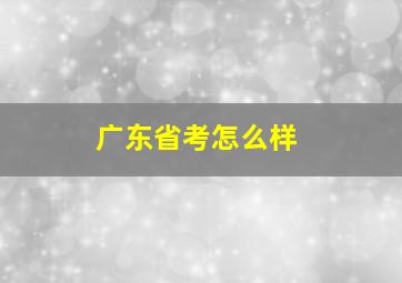 广东省考怎么样