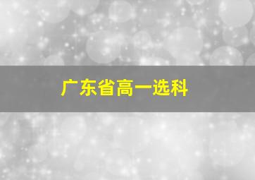 广东省高一选科