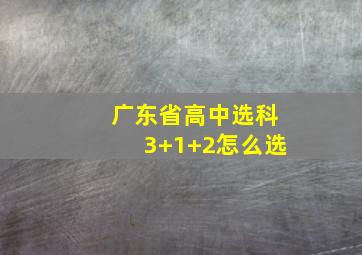 广东省高中选科3+1+2怎么选