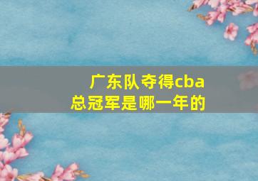 广东队夺得cba总冠军是哪一年的