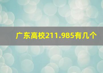 广东高校211.985有几个