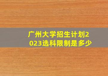 广州大学招生计划2023选科限制是多少