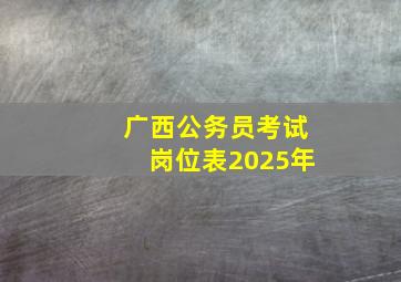 广西公务员考试岗位表2025年