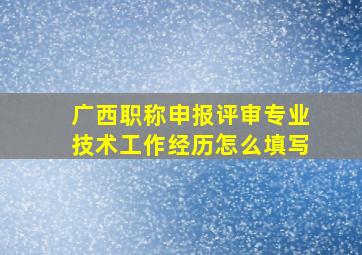 广西职称申报评审专业技术工作经历怎么填写