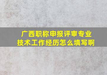 广西职称申报评审专业技术工作经历怎么填写啊