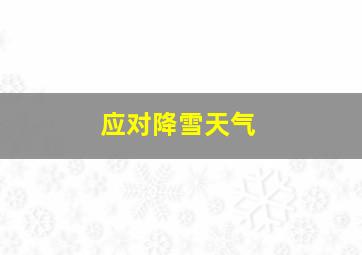 应对降雪天气