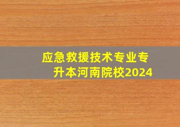 应急救援技术专业专升本河南院校2024