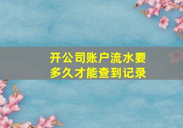 开公司账户流水要多久才能查到记录