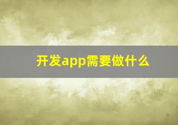 开发app需要做什么