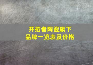 开拓者陶瓷旗下品牌一览表及价格