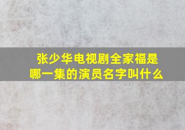 张少华电视剧全家福是哪一集的演员名字叫什么