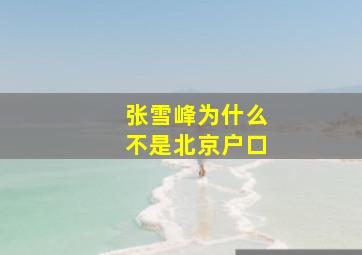 张雪峰为什么不是北京户口