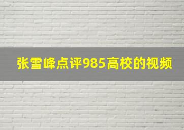 张雪峰点评985高校的视频