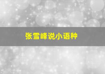 张雪峰说小语种