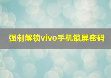 强制解锁vivo手机锁屏密码