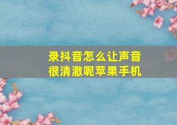 录抖音怎么让声音很清澈呢苹果手机