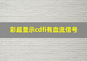 彩超显示cdfi有血流信号