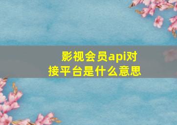 影视会员api对接平台是什么意思