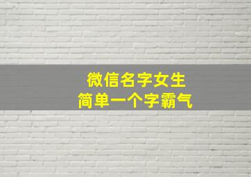 微信名字女生简单一个字霸气