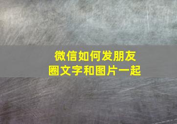 微信如何发朋友圈文字和图片一起