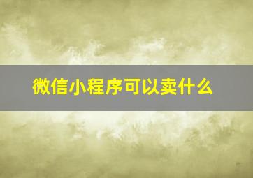 微信小程序可以卖什么