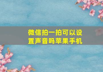 微信拍一拍可以设置声音吗苹果手机