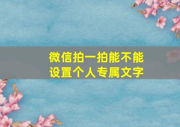 微信拍一拍能不能设置个人专属文字