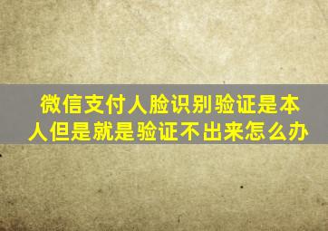 微信支付人脸识别验证是本人但是就是验证不出来怎么办