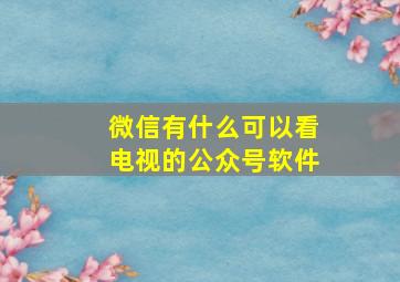 微信有什么可以看电视的公众号软件