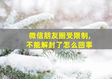 微信朋友圈受限制,不能解封了怎么回事